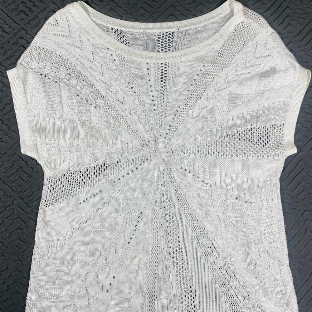 White House Black Market White Embellished Sweater Medium